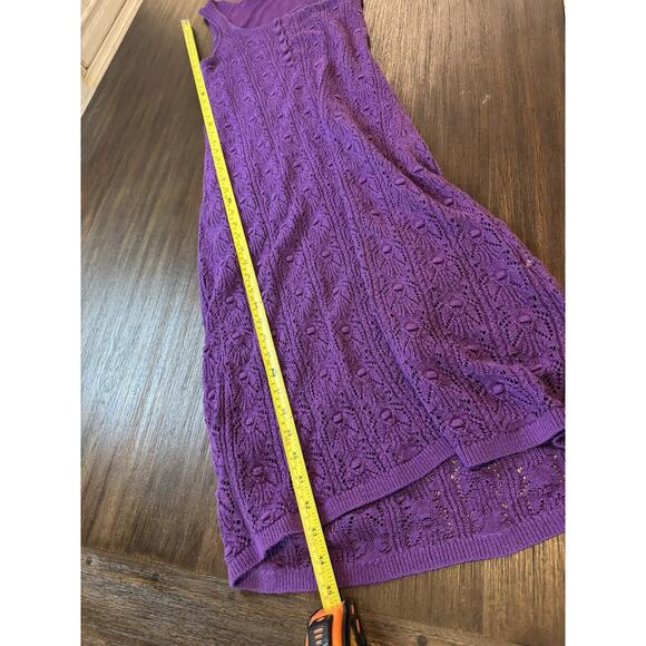 Sezane Crochet Midi Salma Dress Purple Knit Cotton Blend Lined S - Picture 8 of 11